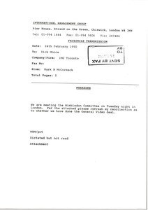 Fax from Mark H. McCormack to Dick Moore