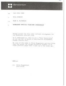 Memorandum from Mark H. McCormack to Bill Sinrich