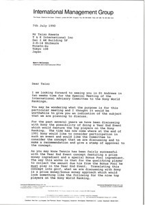 Letter from Mark H. McCormack to Taizo Kawata