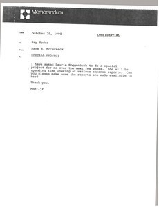 Memorandum from Mark H. McCormack to Ray Yoder