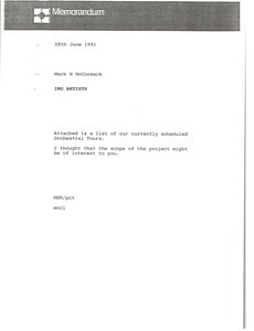 Memorandum from Mark H. McCormack to unnamed recipient