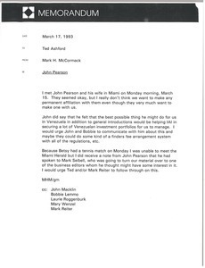 Memorandum from Mark H. McCormack to Ted Ashford