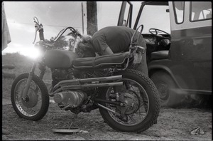 Man working on a motorcycle