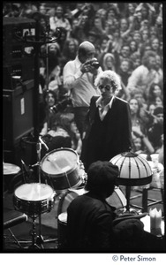 Bob Dylan walking on stage at the Boston Garden