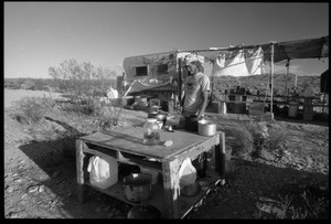 Preparing a meal at the Nevada Test Site peace encampment