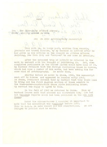 Memorandum from Shirley Graham Du Bois to the Afro-Asian Writers Bureau