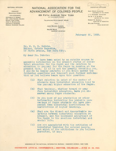Letter from Herbert J. Seligman to W. E. B. Du Bois