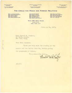 Letter from Annie M. Dingle to Marvel K. Jackson Cooke