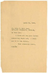 Letter from W. E. B. Du Bois to Otto F. Mack Haus