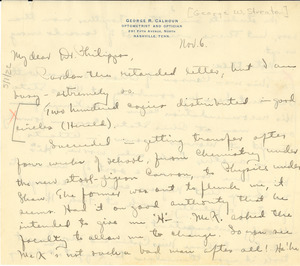 Letter from George Streator to A. D. Philippse