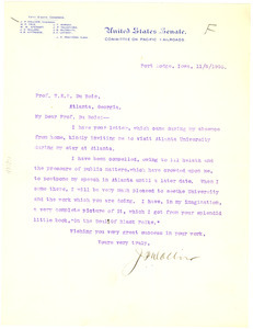 Letter from J. P. Dolliver to W. E. B. Du Bois