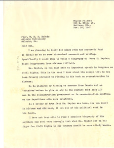 Letter from Eugene Feldman to W. E. B. Du Bois