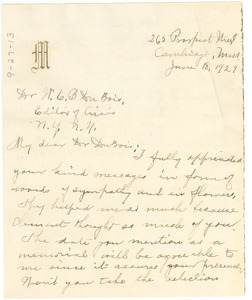 Letter from Gertrude W. Morgan to W. E. B. Du Bois