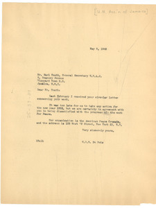 Letter from W. E. B. Du Bois to United Nations Association of Jamaica