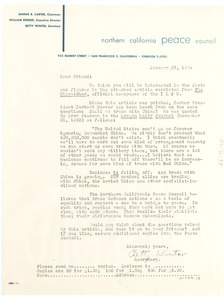 Circular letter from Northern California Peace Council to W. E. B. Du Bois