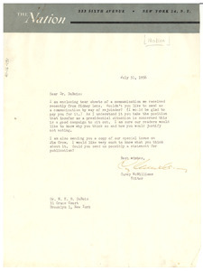 Letter from Nation to W. E. B. Du Bois
