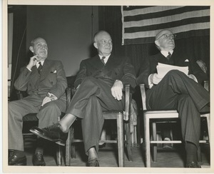 Jeremiah Milbank, Sr., General Eisenhower and Mr. Hope on stage at Institute Day