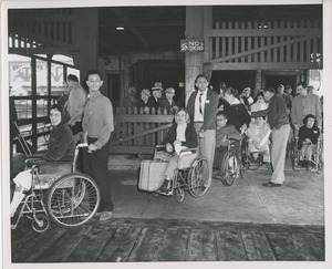 Wheelchair users at pier