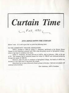 Curtain Time, ANTA Rings Down the Curtain, Fall 1990