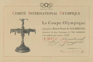 The Olympic Cup Certificate awarded to Springfield College in 1920