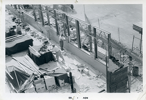 [Construction site and construction workers at Hyde Park High School]