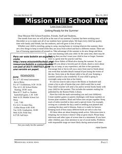 Mission Hill School newsletter,May 31, 2013
