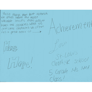 Card from St. Louis Charter School