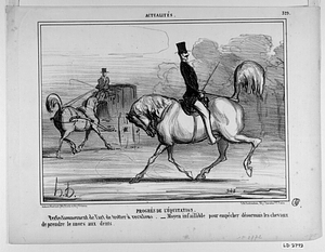 Progrès de l'équitation. Perfectionnement de l'art de trotter à reculons. - Moyen infaillible pour empêcher désormais les chevaux de prendre le mors aux dents.