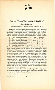 Porteus Tests--the Vineland revision