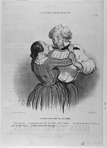 Un MARI TROP AIMÉ DE SA FEMME. Gros monstre... je soupçonne que tu as un rendez-vous d'amour.... et c'est à moi que tu t'adresses pour te faire beau.... j'ai bien envie de t'étrangler!...