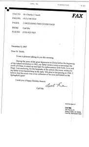 Fax from Carl Ma to Dr. Charles J. Smith (December 9, 1997)