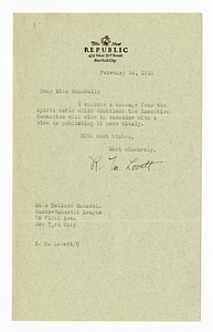 Letter from Robert Morss Lovett to Hollace Ransdell, February 24, 1928