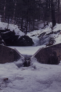 Stream gauging station on South Branch Birch Brook in winter conditions.