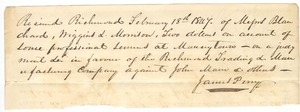 Receipt from James Perry to the Richmond Trading and Manufacturing Company