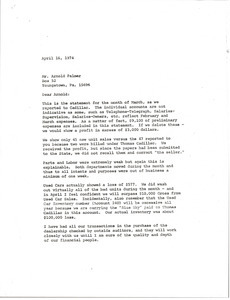 Letter from Gar Laux to Arnold Palmer