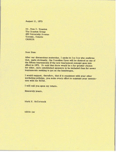 Letter from Mark H. McCormack to Stan D. Houston