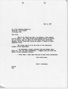 Letter from Mark H. McCormack to St. Clair Builders Supply Co.
