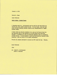 Memorandum from Judy A. Chilcote to David A. Rees