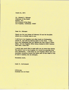 Letter from Mark H. McCormack to Edward E. Ettinger