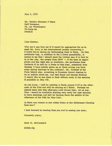 Letter from Mark H. McCormack to Gaetan Mourgue d'Algue