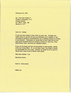 Letter from Mark H. McCormack to C. P. Jose Luis Valdes Castaneda