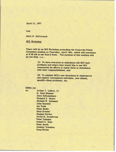 Memorandum from Mark H. McCormack to list