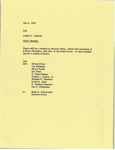 Memorandum from Judy A. Chilcote to list