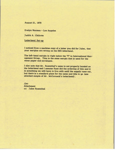 Memorandum from Judy A. Chilcote to Evelyn Waxman