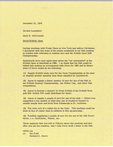 Memorandum from Mark H. McCormack to Gordon Lazenbury