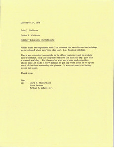 Memorandum from Judith A. Chilcote to John J. Sullivan