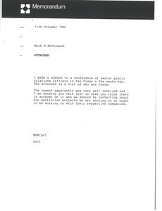 Memorandum from Mark H. McCormack to unnamed recipient