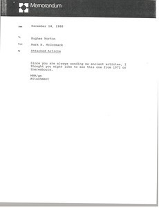 Memorandum from Mark H. McCormack to Hughes Norton