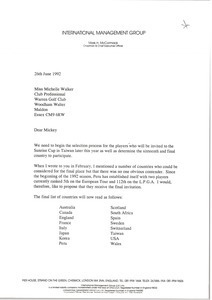 Letter from Mark H. McCormack to Michelle Walker