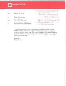 Memorandum from Mark H. McCormack to Sarah Wooldridge